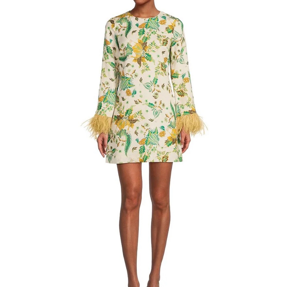 Antonio Melani Paisley Print Feathered Sleeve Linen Shift Dress (fits like a 6)